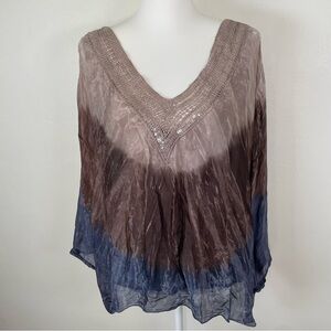 Saks Fifth Avenue Silk Boxy Lagenlook Sz M /L Lovely Silk Poncho Top Blouse